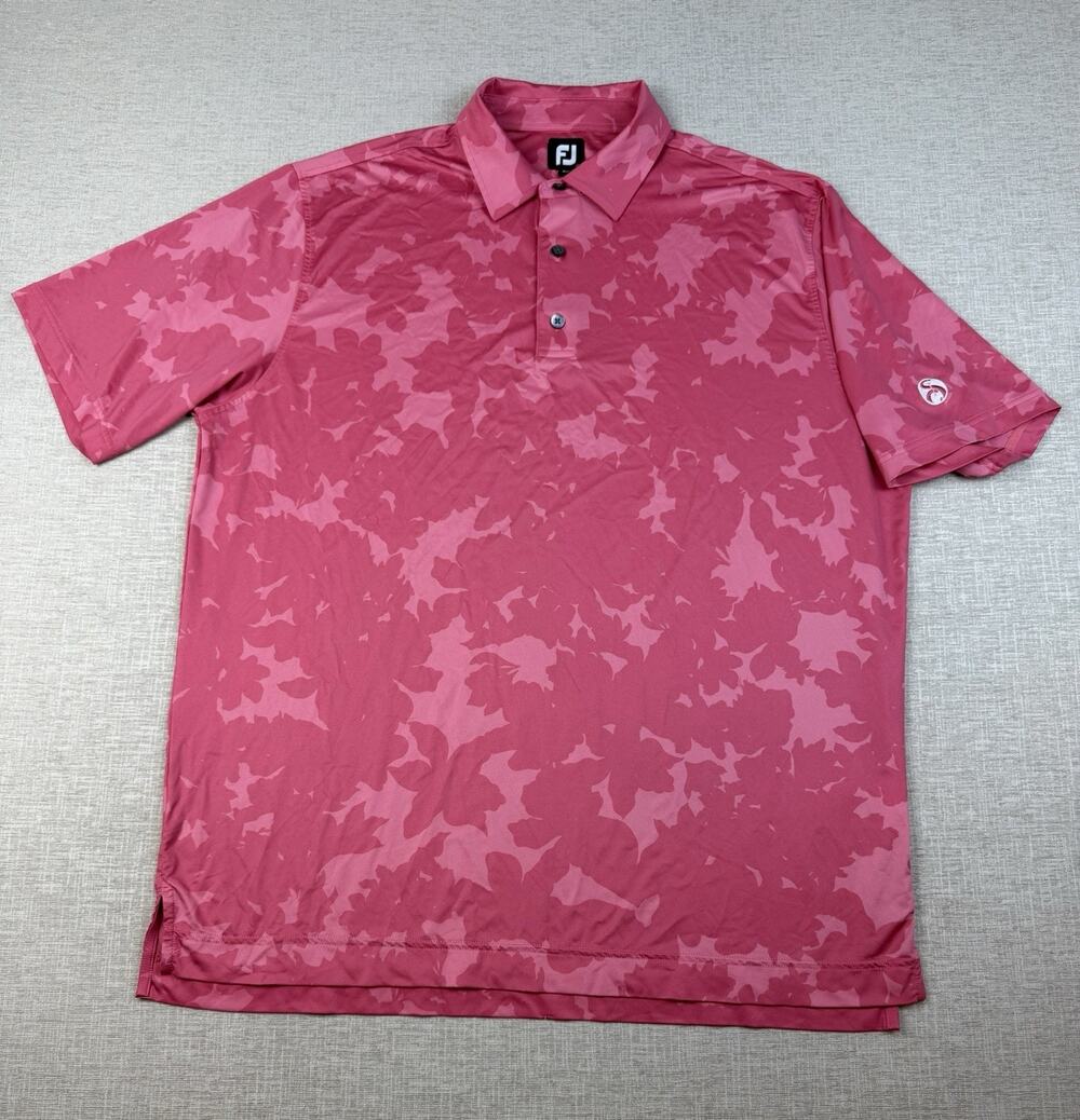 FootJoy Golf Polo Men’s XL Pink Floral Camo Stretch Performance Shirt